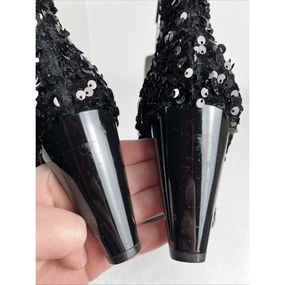 Zara Black Sequin Ankle Boots - Picture 6 of 8